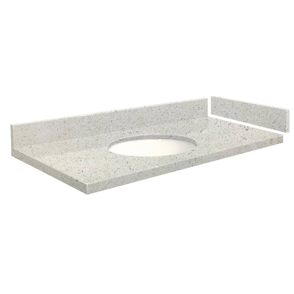 40 in. W x 22.25 in. D Quartz Vanity Top in Almond Delite with 4 in. Centerset White Basin price history on PriceWatchPro