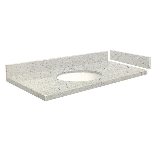 Transolid 40 in. W x 22.25 in. D Quartz Vanity Top in Almond Delite with 4 in. Centerset White Basin