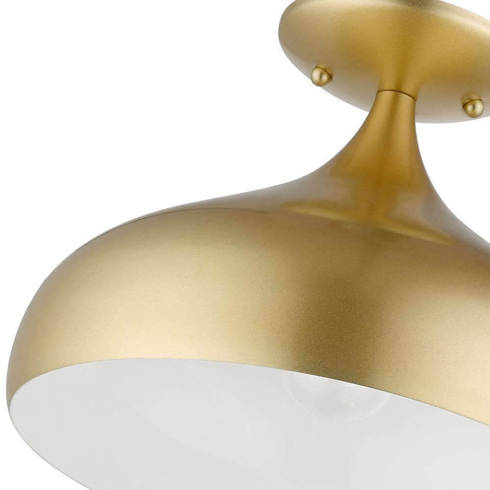 Amador Soft Gold Teardrop Flush Mount with Shiny White Interior
