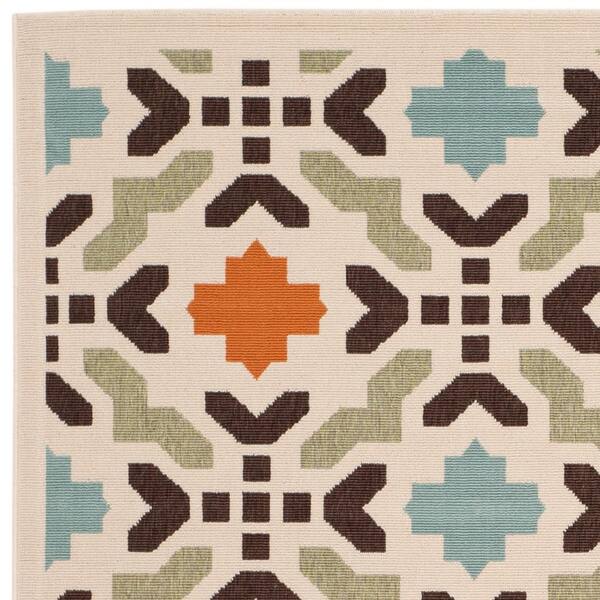 Safavieh Veranda 4-ft x 5-ft-7-in (Cream/Terracotta) 4 x 6 Cream/Terracotta Indoor/Outdoor Abstract Coastal Area Rug Safavieh Veranda 4-ft x 5-ft-7-in (Cream/Terracotta) 4 x 6 Cream/Terracotta Indoor/Outdoor Abstract Coastal Area Rug