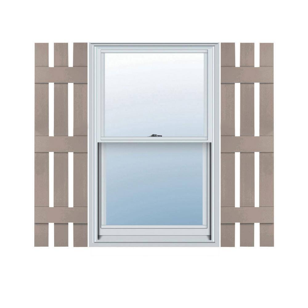 12 in. W x 71 in. H Vinyl Exterior Spaced Board and Batten Shutters Pair in Clay