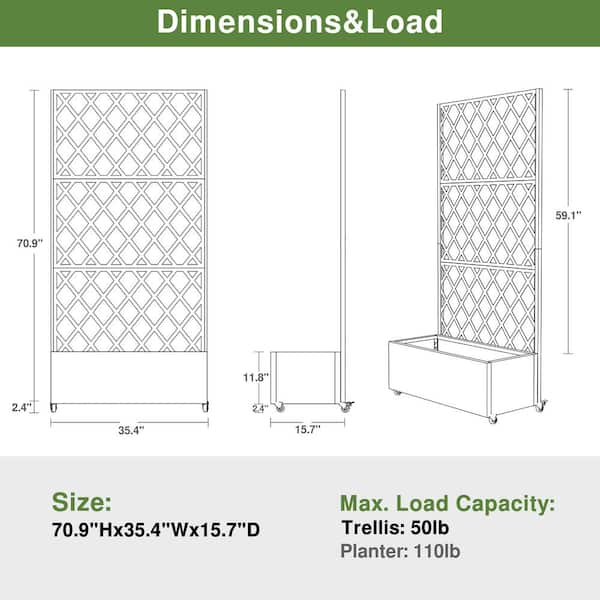 White 35 in. x 16 in. x 71 in. Galvanized Steel Rectangular Raised
