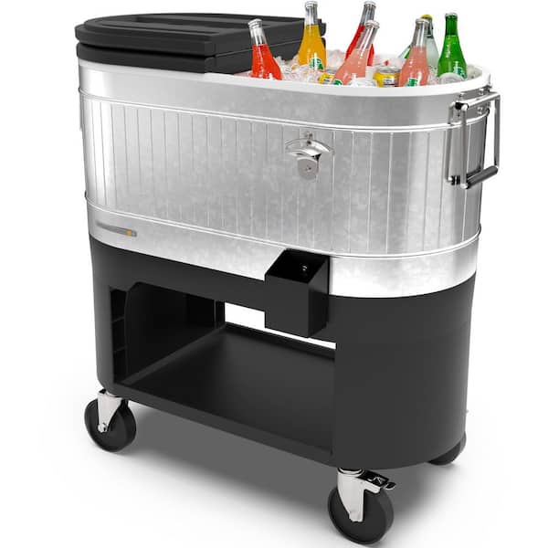 120 qt. Rolling Patio Cooler in Galvanized Steel