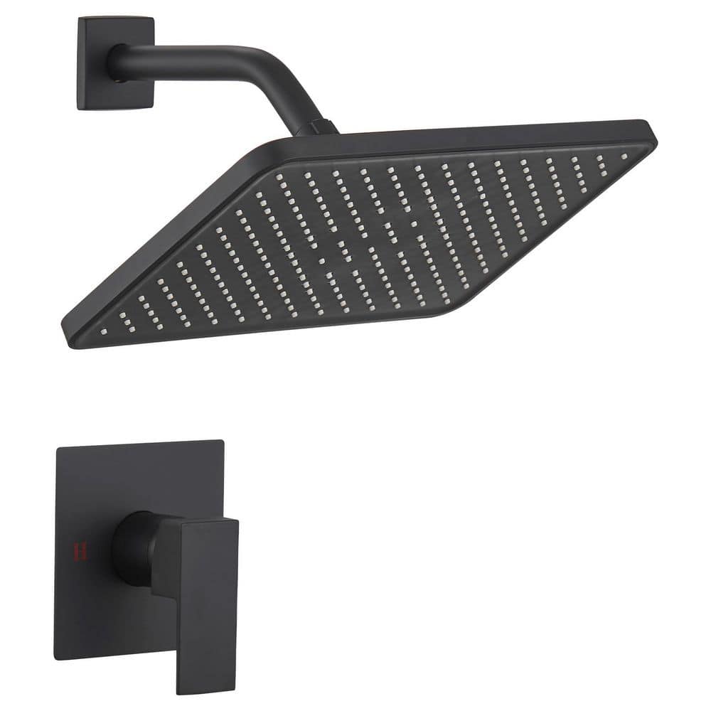 Single Handle 1-Spray Square Shower Faucet Set 2.5 GPM with High Pressure Shower Head in Matte Black (Valve Included) price history on PriceWatchPro