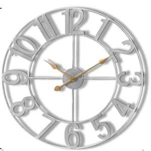 Silver Metal Analog Classic Numeral Wall Clock