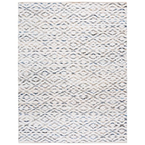 Natura 9 ft. x 12 ft. Blue/Ivory Distressed Double Diamond Area Rug