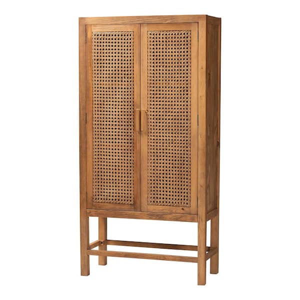 Sibu Natural Rattan and Wood 71 in. H Storage Cabinet