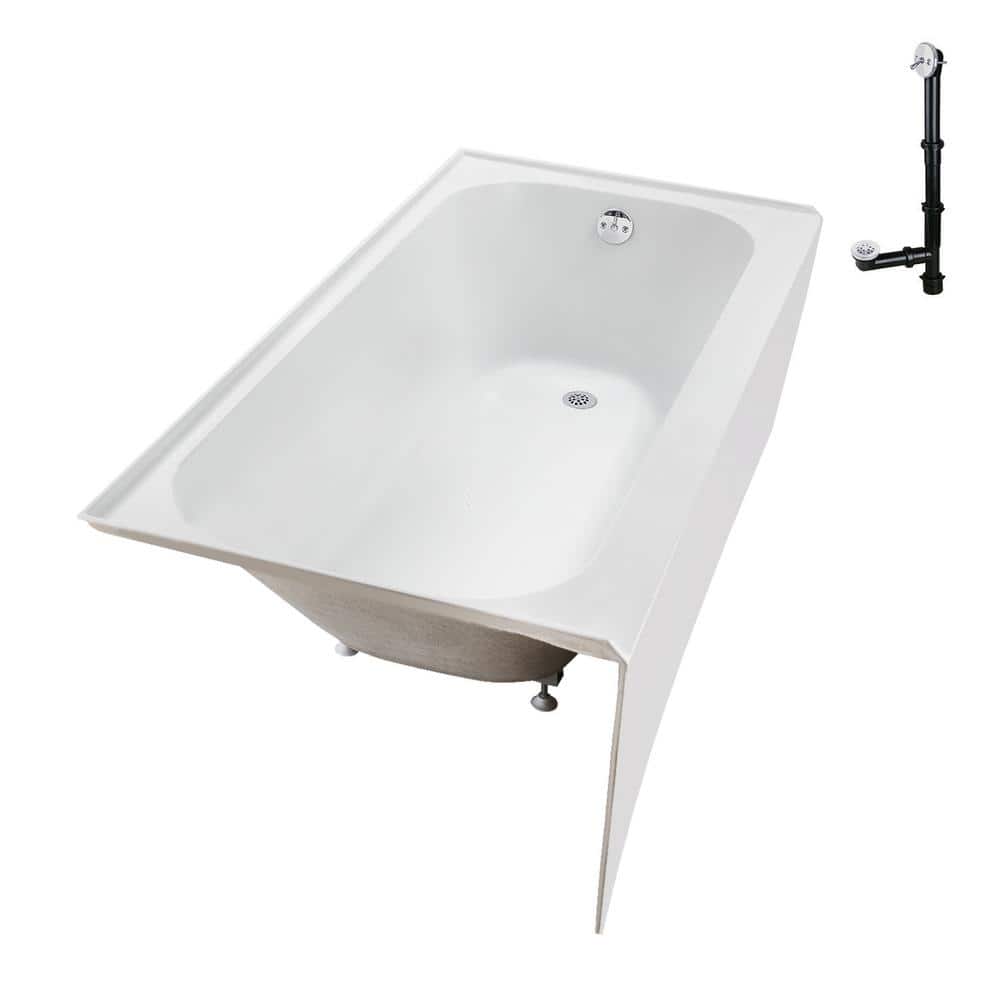 66" Glossy White Acrylic Right-Hand Drain Alcove Bathtub