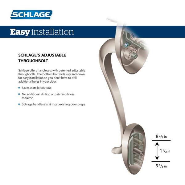 Schlage Lock Company Camelot Single Cylinder Handleset and Left Hand Flair Lever F60 CAM 505 FLA 605 LH Bright Brass Schlage Lock Company Camelot Single Cylinder Handleset and Left Hand Flair Lever F60 CAM 505 FLA 605 LH Bright Brass