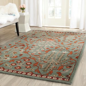 Wyndham Blue/Rust 6 ft. x 9 ft. Border Area Rug