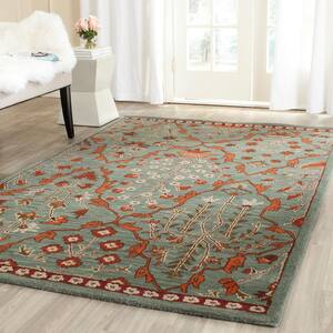 Wyndham Blue/Rust 7 ft. x 7 ft. Square Border Area Rug