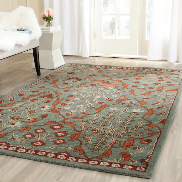 Wyndham Blue/Rust 9 ft. x 12 ft. Border Area Rug
