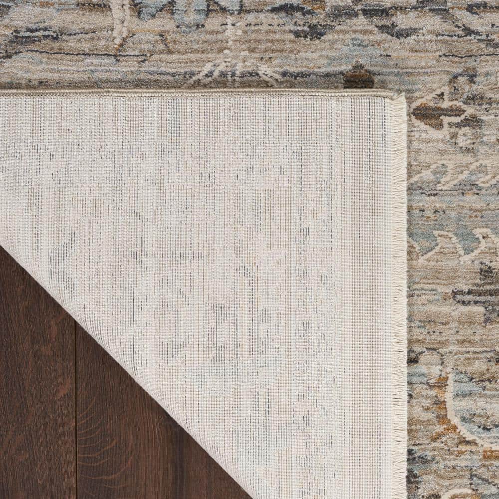 Ivory Taupe Floral Synthetic Easy-Care Area Rug 5'3" x 7'10"