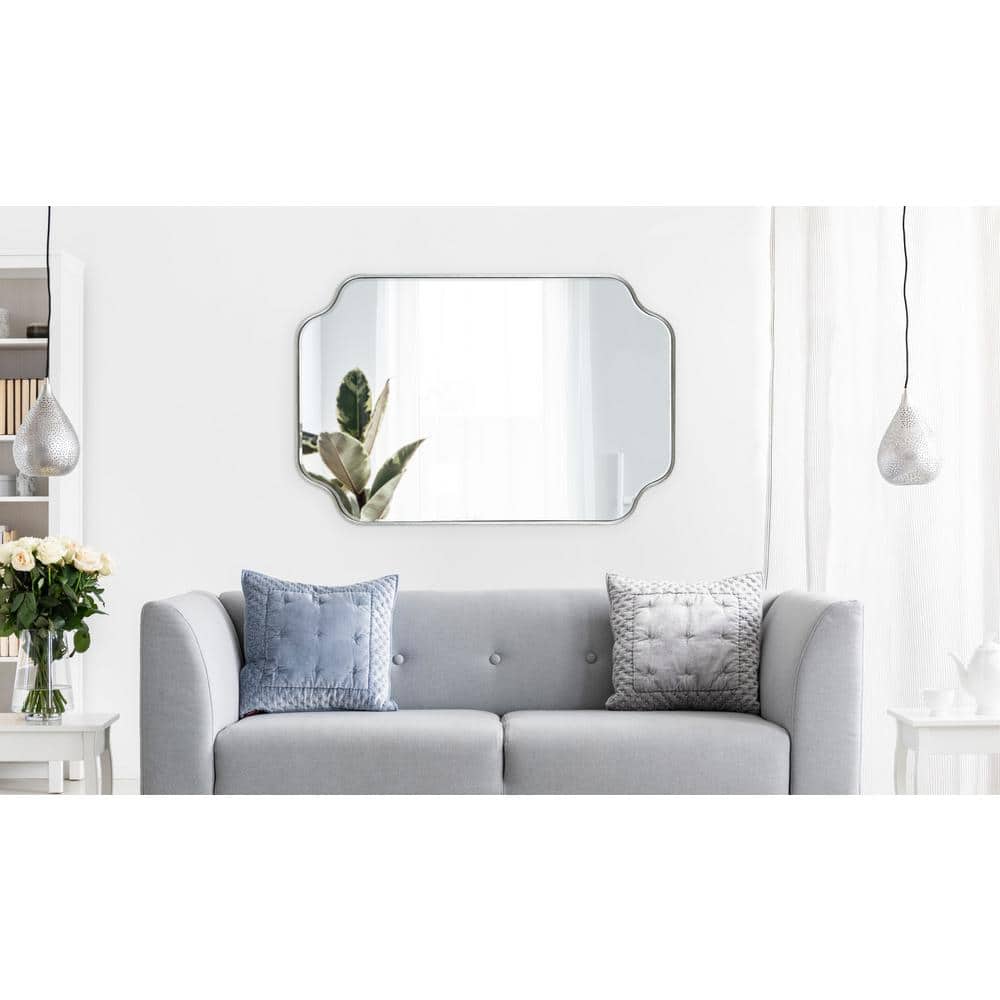 Plumley 24" x 36" Silver Scalloped Rectangular Wall Mirror
