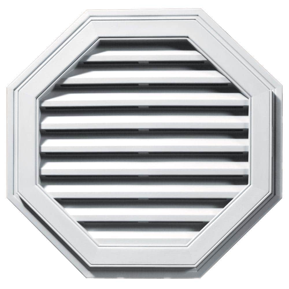 Builders Edge 27 in. x 27 in. Octagon White Plastic Built-in Screen Gable  Louver Vent 120012727001 - The Home Depot