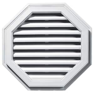 27 in. x 27 in. Octagon White Plastic Built-in Screen Gable Louver Vent