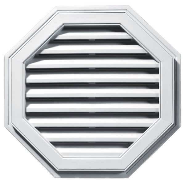 Builders Edge 27 in. x 27 in. Octagon White Plastic Built-in Screen Gable Louver Vent