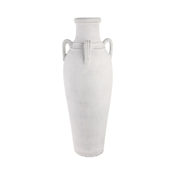 Liv & Skye 39 in. Ivory Ceramic Amphora Decorative Vase With