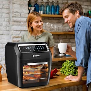 10-in-1 Convection Oven,Digital screen Oven,Rotisserie Oven,Control knob & Button,Pizza Oven,Air Fryer,Toaster Oven,1700 Watts of Power,7 Accessories with Recipe Cookbooks Silver,FDA Stainless steel 
