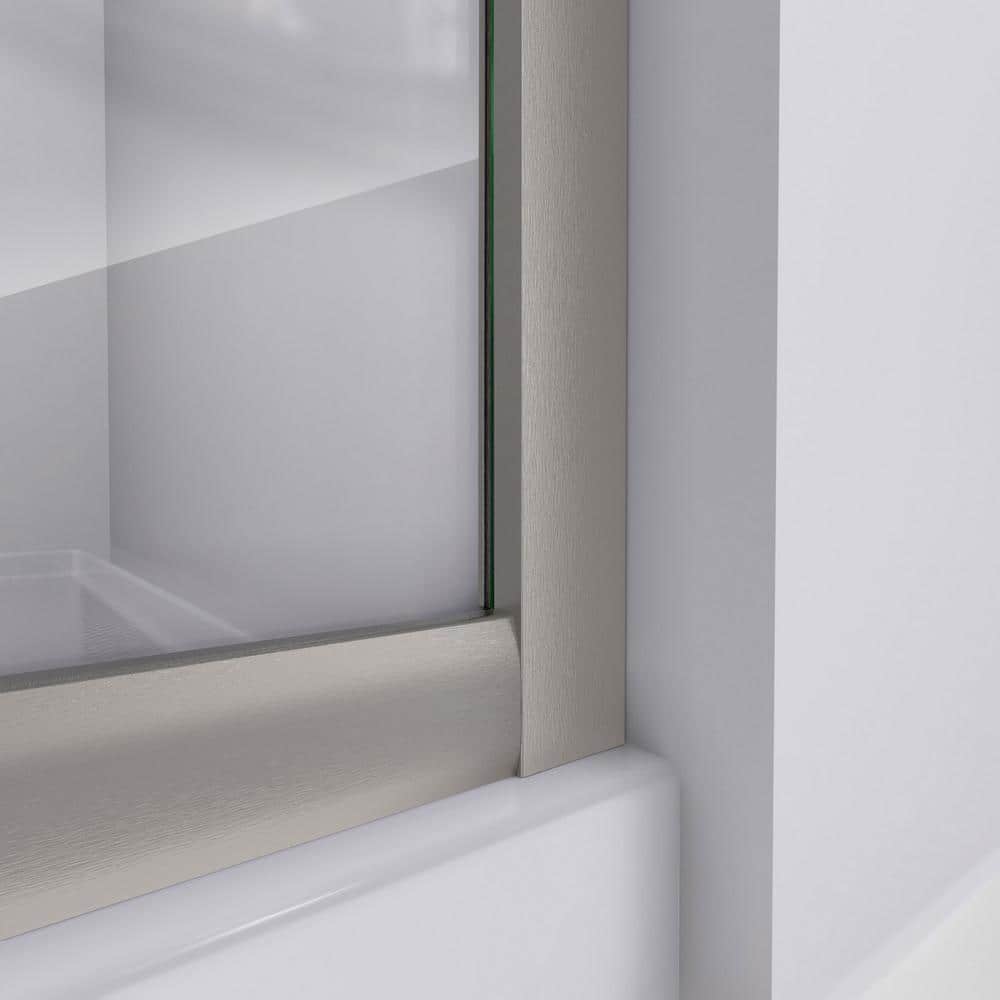 Prime 33" Frosted Glass Round Sliding Shower Enclosure with Brushed Nickel Hardware