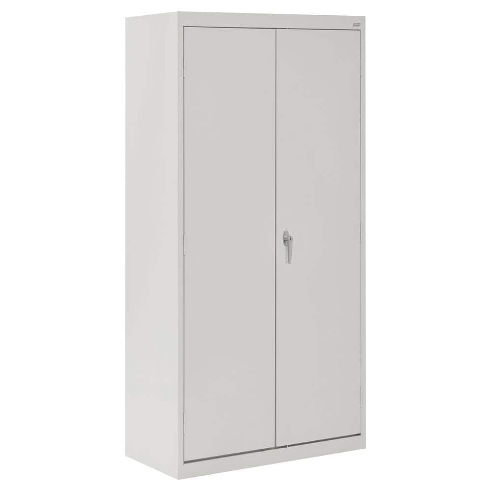 Dove Gray Steel Lockable Storage Cabinet with Adjustable Shelving