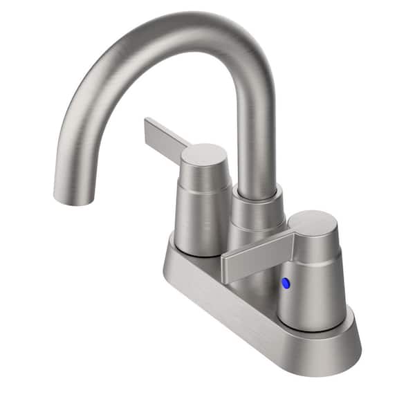 4 in. Centerset 2-Handle 3-Hole 360-Degree Rotating Bathroom Faucet in Brushed Nickel