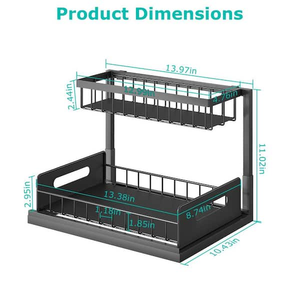 Aoibox 2 Tiers 4.68 in. W x 3.85 in. H x 15.7 in. D Aluminum Glass