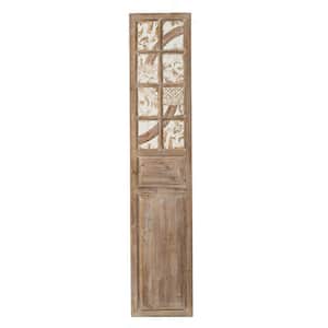 Hry Brown Floral Leaf Decorative Wood Wall Art Panel with Tile Accents
