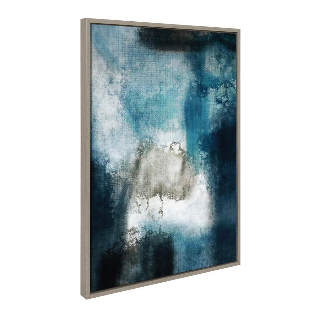 Sylvie Aqua Abstract Blue and Gray Canvas Wall Art, 23x33