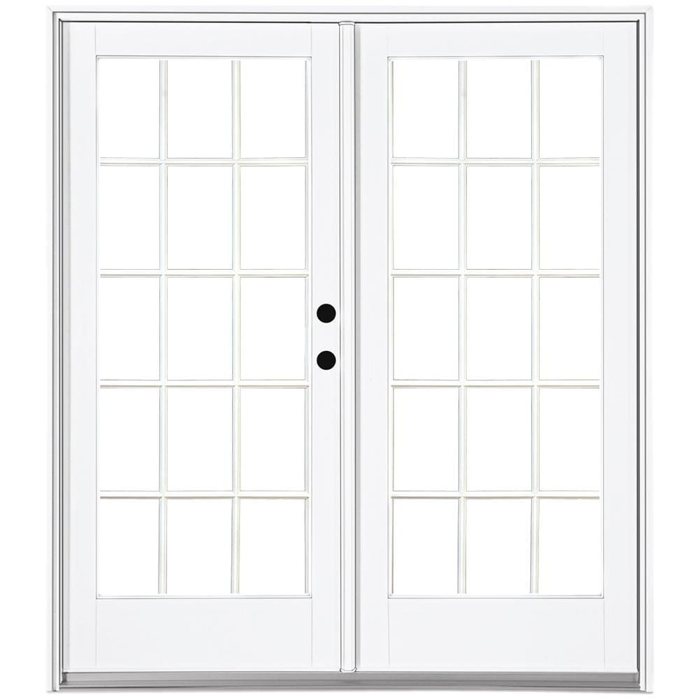 MP Doors 60 in. x 80 in. Fiberglass Smooth White Left-Hand Inswing Hinged Patio Door with 15-Lite SDL