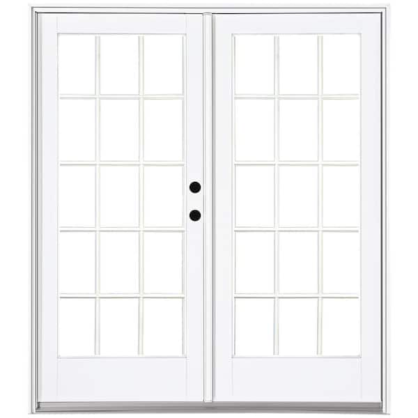 MP Doors 60 in. x 80 in. Fiberglass Smooth White Left-Hand Inswing Hinged Patio Door with 15-Lite SDL