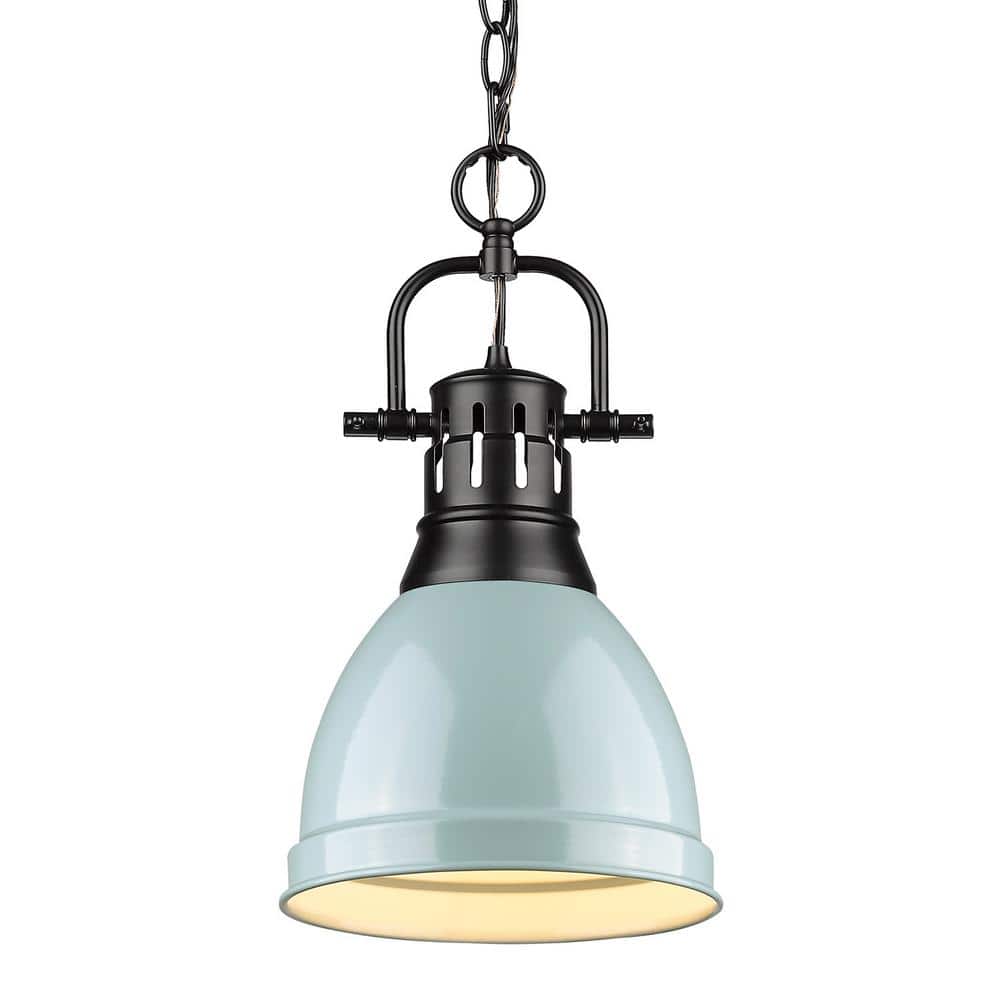 Duncan 1-Light Black Pendant and Chain with Seafoam Shade price history on PriceWatchPro