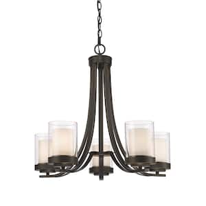 Willow 5-Light Olde Bronze Chandelier with Glass Shade