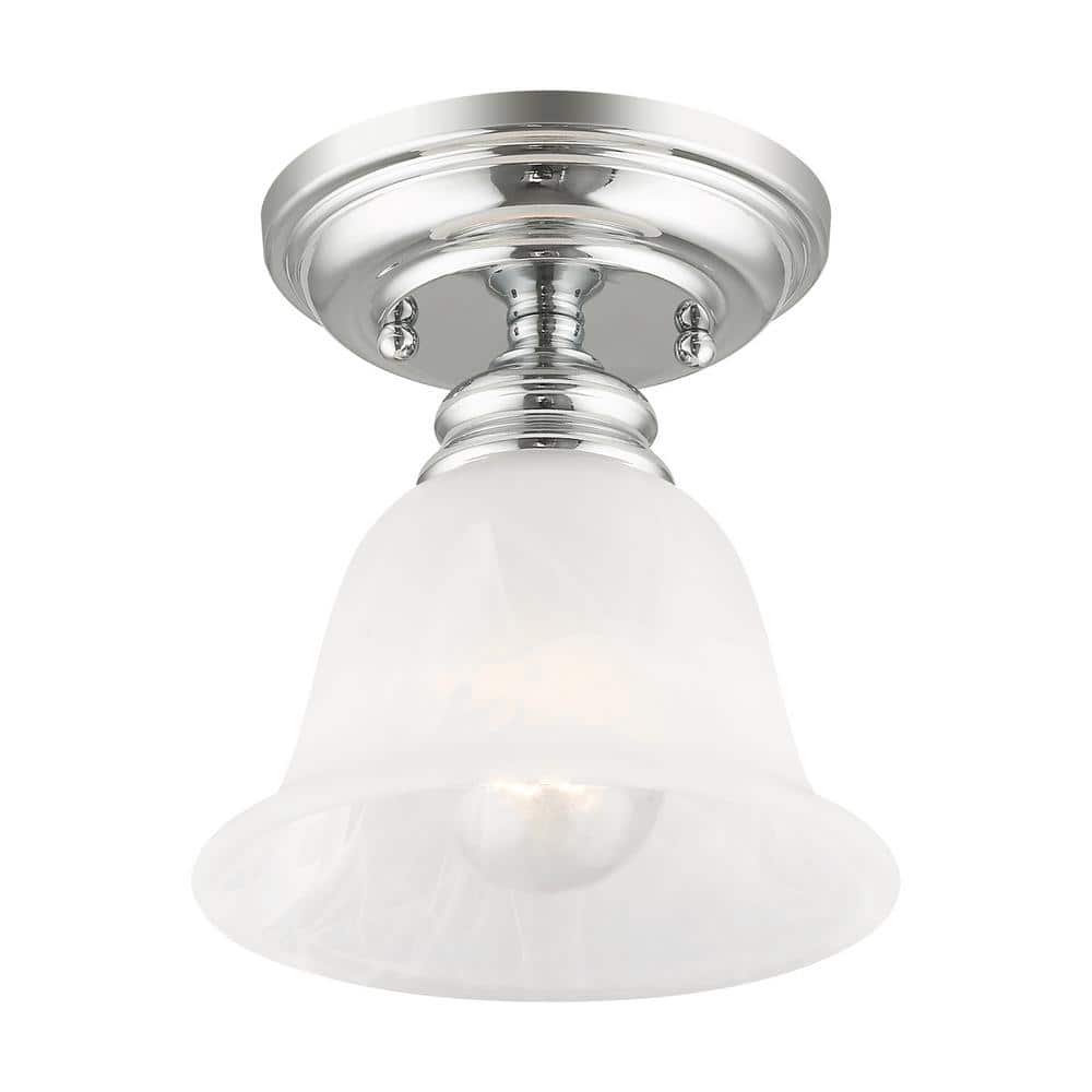Essex Polished Chrome 6.25" Flush Mount Ceiling Light with Alabaster Glass