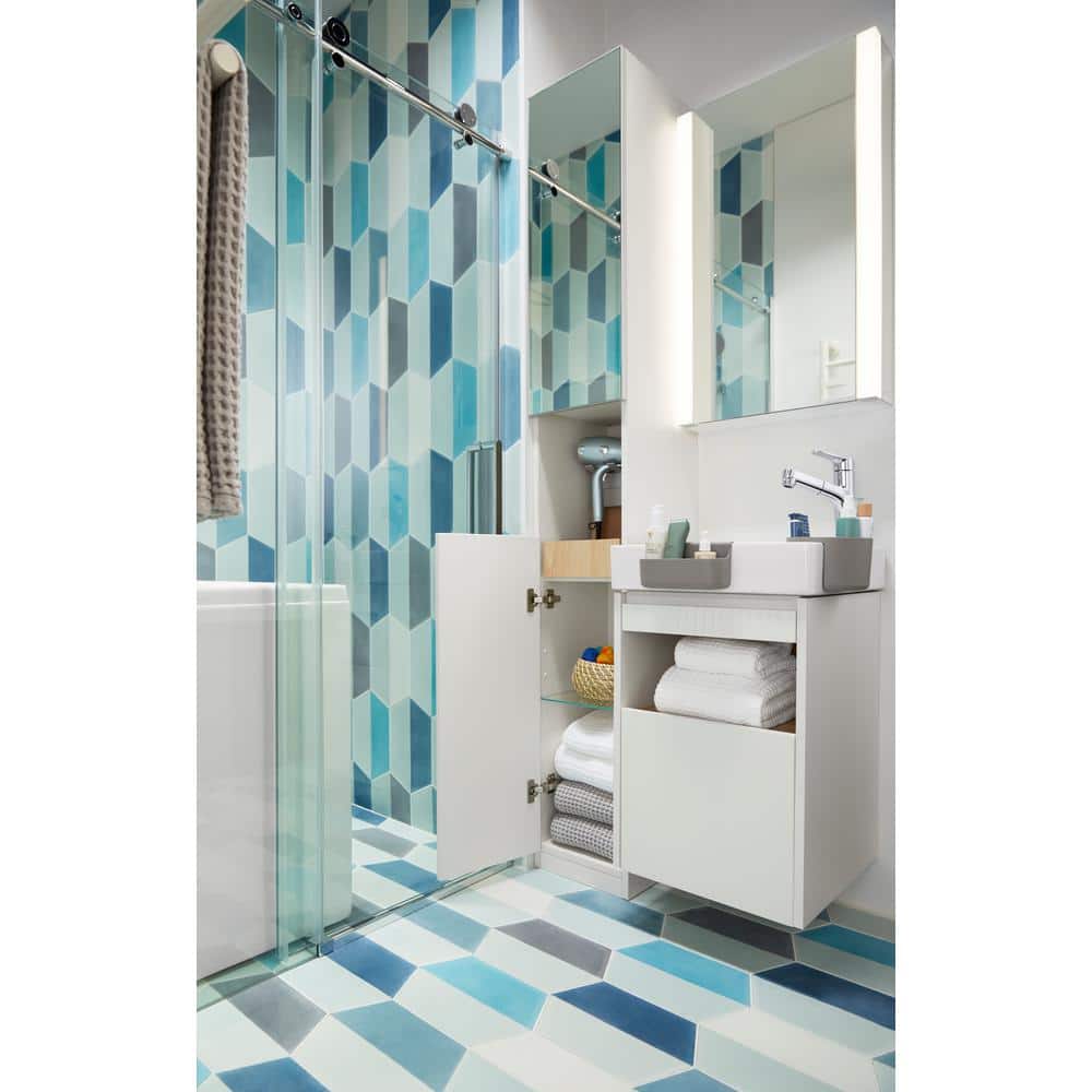 White Wall-Mounted Double Bathroom Vanity Cabinet