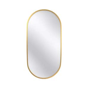 18 in. W x 36 in. H Oval Frame Wall Bathroom Vanity Mirror in Gold