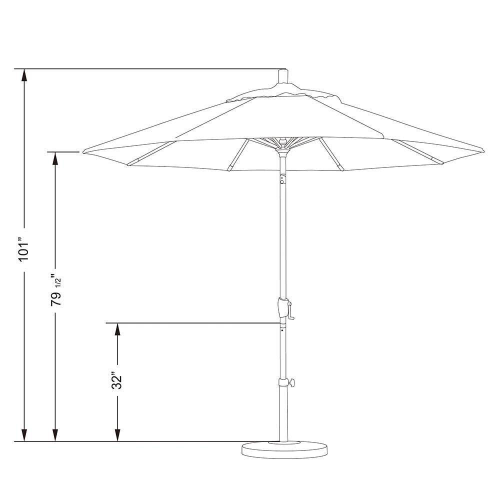 9-Foot Seville Seaside Blue and White Aluminum Patio Umbrella