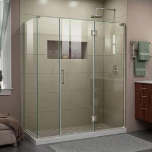 Unidoor-X 64.5 in. W x 34-3/8 in. D x 72 in. H Frameless Hinged Shower Enclosure in Brushed Nickel
