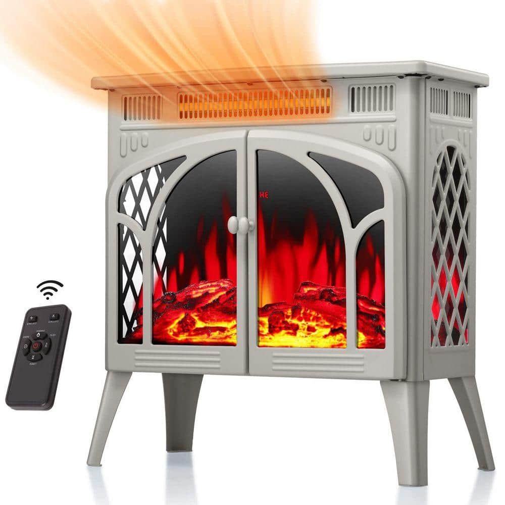 leadroya 1500 W 25 in. Beige Freestanding Electric Fireplace Stove ...