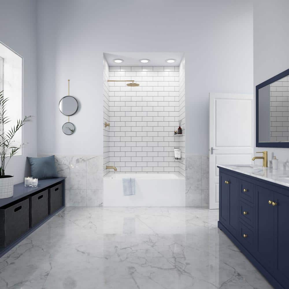 Grayley 60'' White Acrylic Alcove Soaking Bathtub
