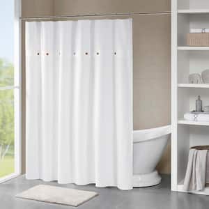 Rianon White 72 in. x 72 in. 100% Cotton Waffle Weave Textured Shower Curtain