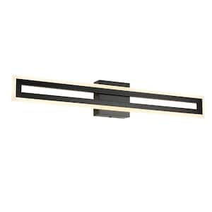 32 in. 1-Light Black Rectangele Integrated LED Wall Sconce with Arcylic Shade 3000K Warm Light
