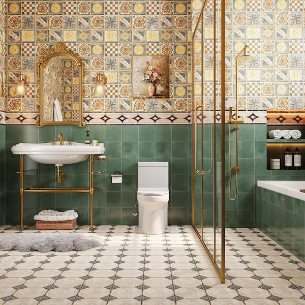 10 in. Rough in 1-Piece 1.1/1.6 GPF Dual Flush Round Toilet in White Soft Close Seat Included