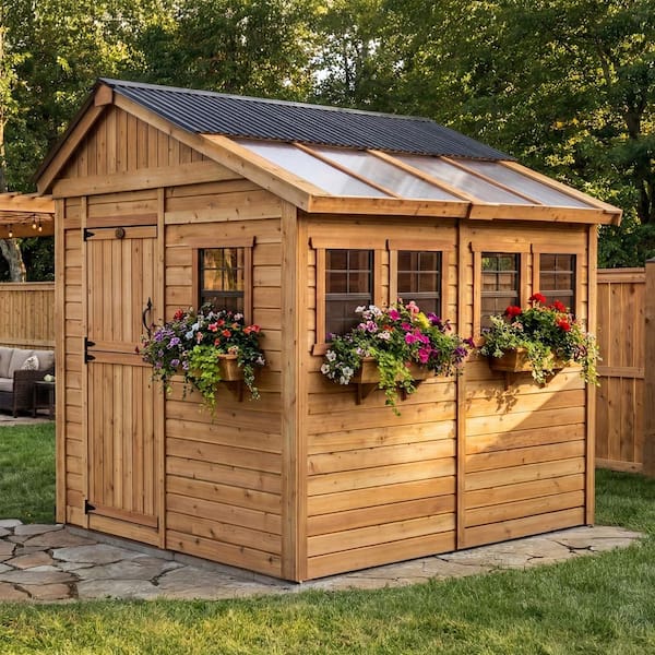 Outdoor Living Today Sunshed 8 ft. W x 8 ft. D Cedar Wood Garden