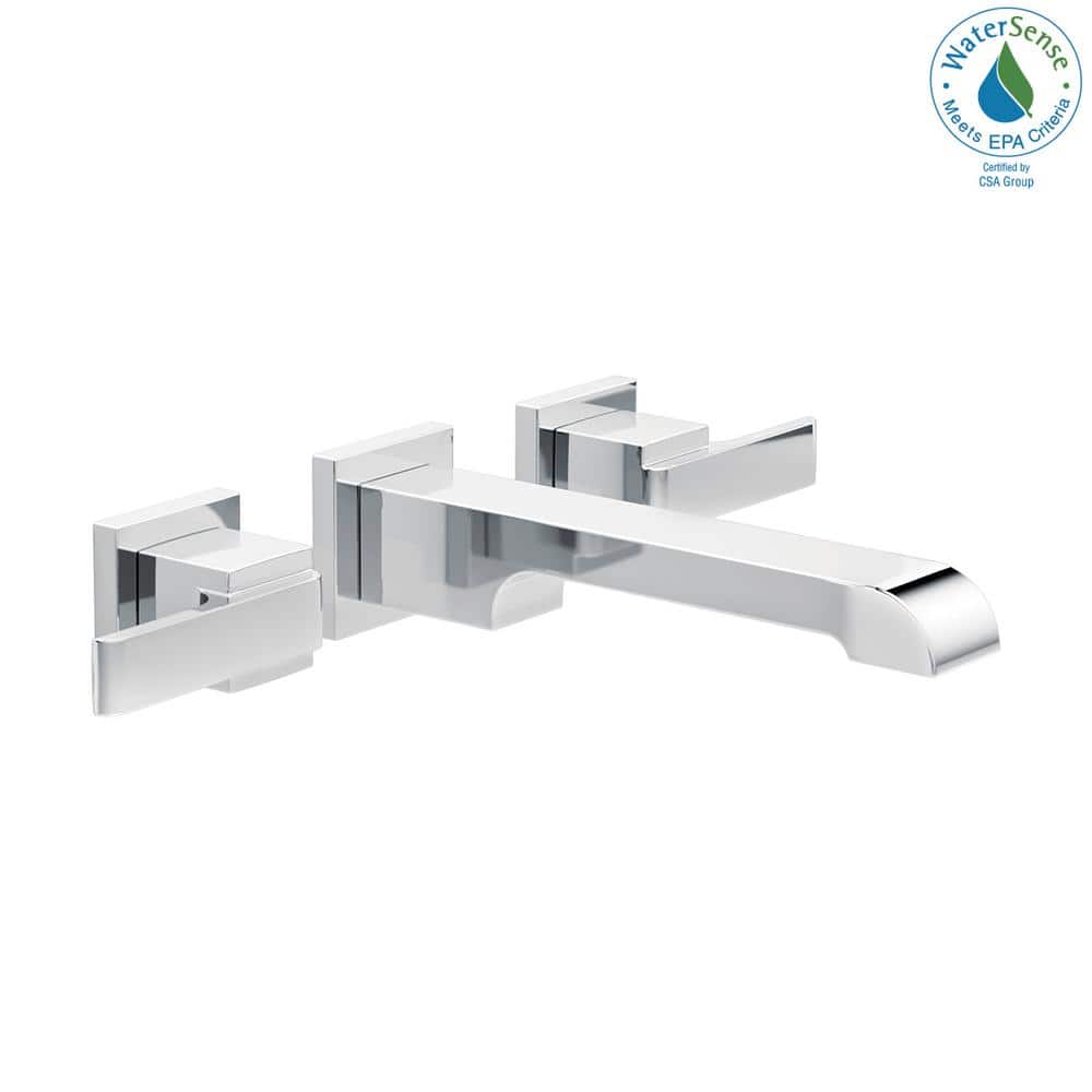 Elegant 13 3/4" Chrome Brass Wall-Mounted Modern Bathroom Faucet
