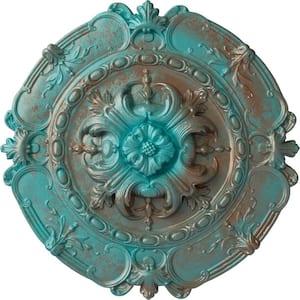 2-3/8 in. x 16-1/2 in. x 16-1/2 in. Polyurethane Southampton Ceiling Medallion , Copper Green Patina