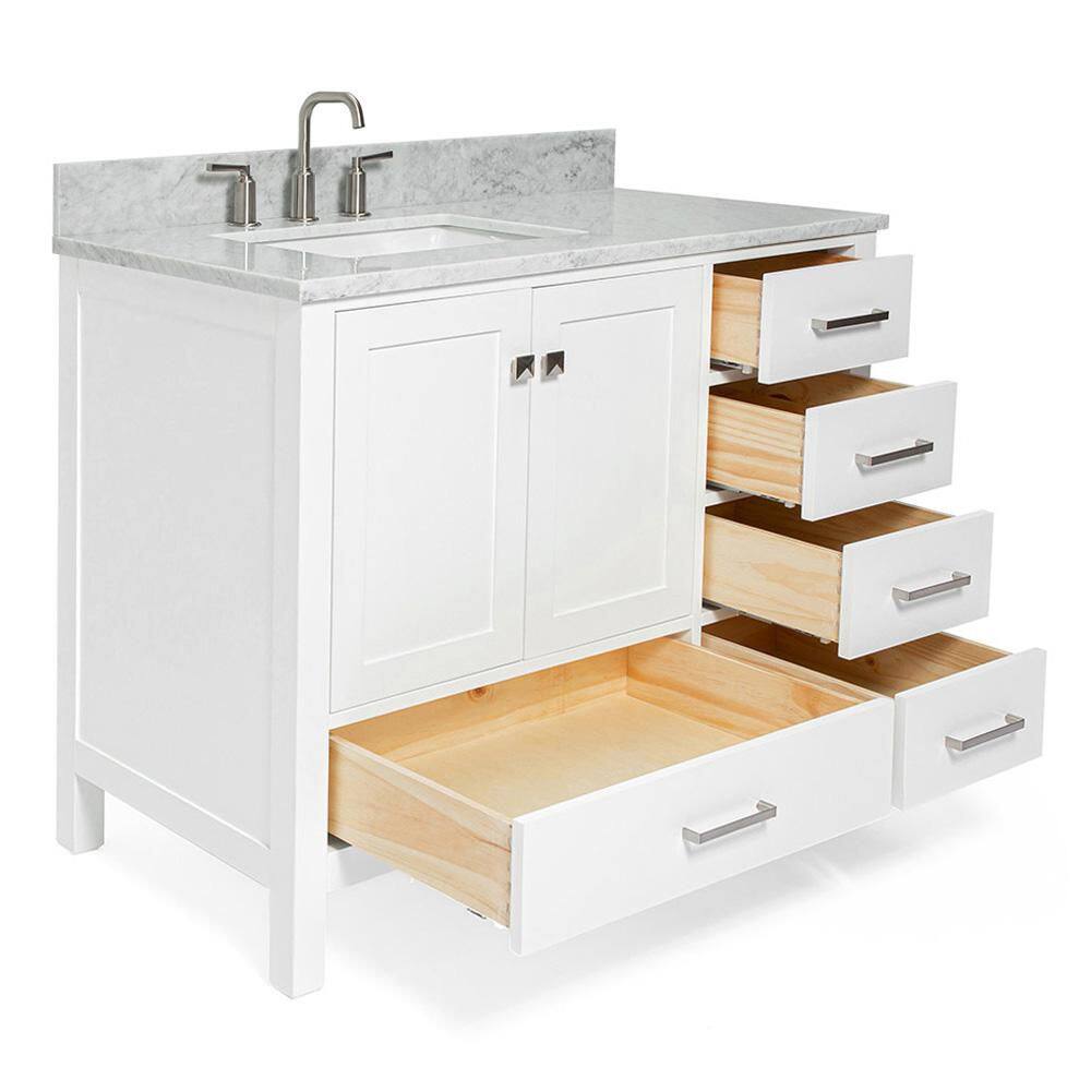 Cambridge 43" White Marble Top Single Basin Vanity Set