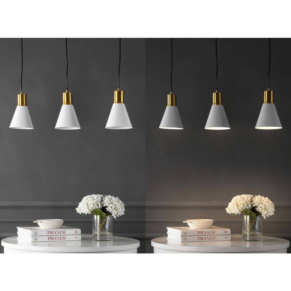 Apollo White and Brass Gold 33.5" Adjustable Linear LED Pendant