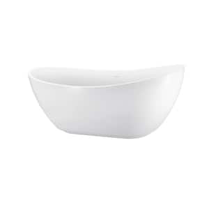 Contemporary 66.93 in. x 28.35 in. Soaking Bathtub with Reversible Drain in White
