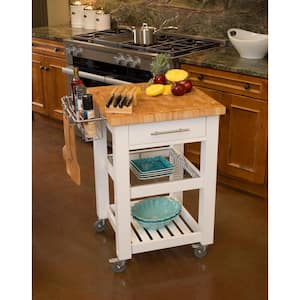 Pro Chef White Kitchen Cart with Chop and Drop System